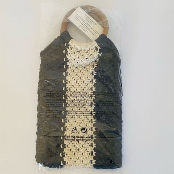 Laude The Label x Rachel Zoe Curateur Gabby Mini Macrame Wood Handle Bag NWT - Picture 10 of 13